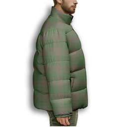 ScotsTee Shop Scottish MacAlister of Glenbarr Hunting Ancient Crest Tartan Collar Down Jacket Winter White Duck Down Plaid