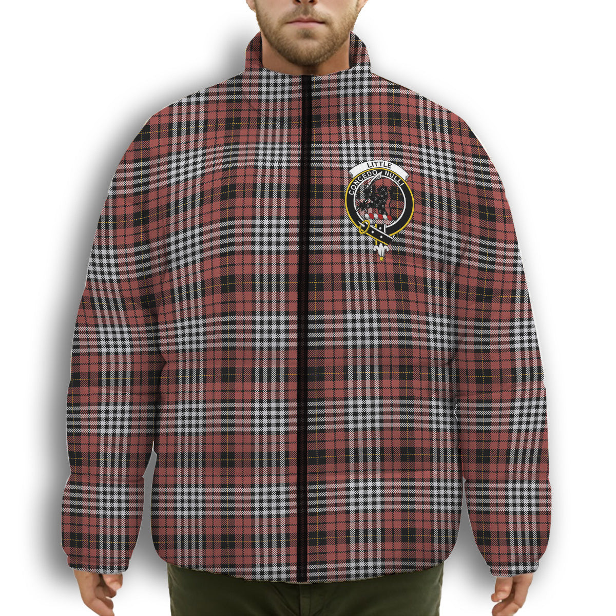 ScotsTee Shop Scottish Little of Morton Rigg Ancient Crest Tartan Collar Down Jacket Winter White Duck Down Plaid
