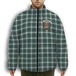 ScotsTee Shop Scottish McKenzie Dress Modern Crest Tartan Collar Down Jacket Winter White Duck Down Plaid