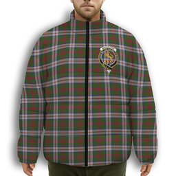 ScotsTee Shop Scottish MacKintosh Dress Scott Adie Crest Tartan Collar Down Jacket Winter White Duck Down Plaid