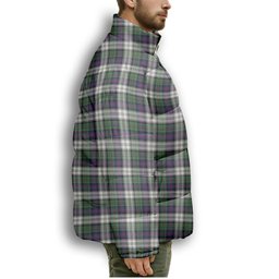 ScotsTee Shop Scottish MacCallum Dress Modern Crest Tartan Collar Down Jacket Winter White Duck Down Plaid