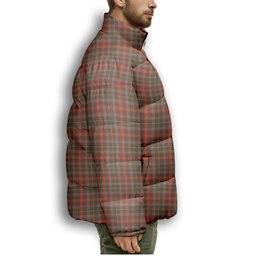 ScotsTee Shop Scottish MacKintosh Hunting Weathered Crest Tartan Collar Down Jacket Winter White Duck Down Plaid