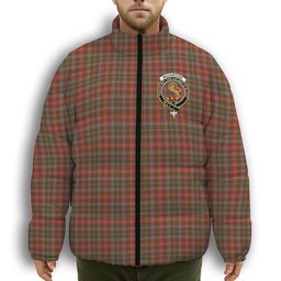 ScotsTee Shop Scottish MacKintosh Hunting Weathered Crest Tartan Collar Down Jacket Winter White Duck Down Plaid