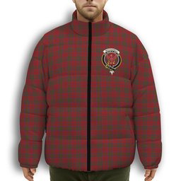ScotsTee Shop Scottish MacDonell of Keppoch Crest Tartan Collar Down Jacket Winter White Duck Down Plaid