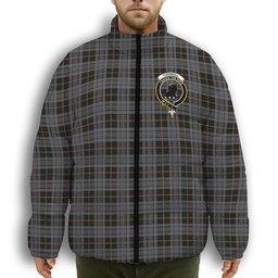 ScotsTee Shop Scottish Turnbull, Dress Bruce Crest Tartan Collar Down Jacket Winter White Duck Down Plaid