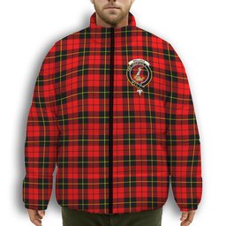 ScotsTee Shop Scottish Wallace Hunting Red Crest Tartan Collar Down Jacket Winter White Duck Down Plaid