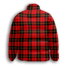 ScotsTee Shop Scottish Wallace Hunting Red Crest Tartan Collar Down Jacket Winter White Duck Down Plaid