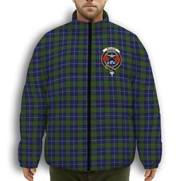 ScotsTee Shop Scottish McLeod of Harris Modern Crest Tartan Collar Down Jacket Winter White Duck Down Plaid