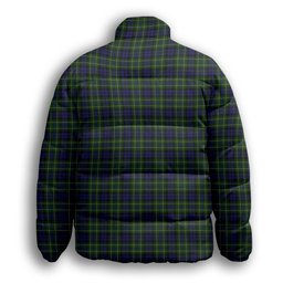ScotsTee Shop Scottish McNeil of Colonsay Crest Tartan Collar Down Jacket Winter White Duck Down Plaid