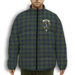 ScotsTee Shop Scottish McNeil of Colonsay Crest Tartan Collar Down Jacket Winter White Duck Down Plaid