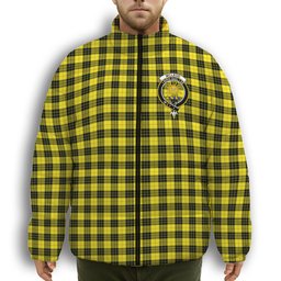 ScotsTee Shop Scottish McLeod of Lewis Modern Crest Tartan Collar Down Jacket Winter White Duck Down Plaid