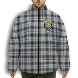 ScotsTee Shop Scottish MacTavish of Dunardry Dress Crest Tartan Collar Down Jacket Winter White Duck Down Plaid