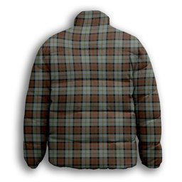ScotsTee Shop Scottish McLeod of Harris Weathered Crest Tartan Collar Down Jacket Winter White Duck Down Plaid