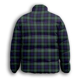 ScotsTee Shop Scottish McKenzie Hunting Green Crest Tartan Collar Down Jacket Winter White Duck Down Plaid
