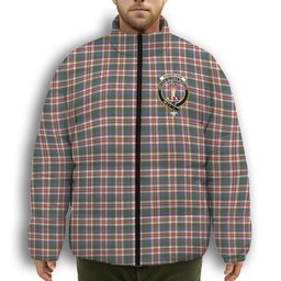 ScotsTee Shop Scottish Robertson Dress #2 Ancient Crest Tartan Collar Down Jacket Winter White Duck Down Plaid