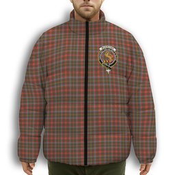 ScotsTee Shop Scottish McKintosh Hunting Weathered Crest Tartan Collar Down Jacket Winter White Duck Down Plaid