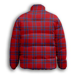 ScotsTee Shop Scottish Rait Crest Tartan Collar Down Jacket Winter White Duck Down Plaid