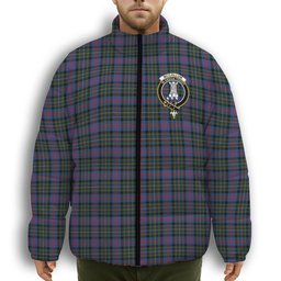 ScotsTee Shop Scottish McCallum of Berwick Modern Crest Tartan Collar Down Jacket Winter White Duck Down Plaid