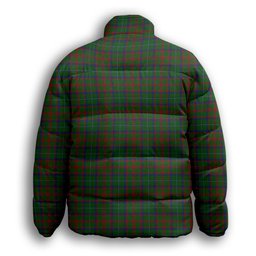 ScotsTee Shop Scottish Shaw of Tordarroch Green Hunting Crest Tartan Collar Down Jacket Winter White Duck Down Plaid