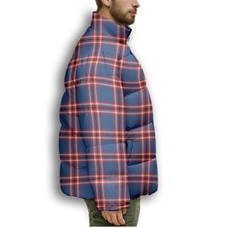 ScotsTee Shop Scottish Laing of Archiestown Modern Crest Tartan Collar Down Jacket Winter White Duck Down Plaid