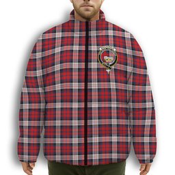 ScotsTee Shop Scottish MacDonald Dress Irish Modern Crest Tartan Collar Down Jacket Winter White Duck Down Plaid