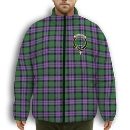 ScotsTee Shop Scottish MacArthur of Milton Ancient Crest Tartan Collar Down Jacket Winter White Duck Down Plaid