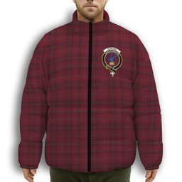 ScotsTee Shop Scottish Stirling of Keir Crest Tartan Collar Down Jacket Winter White Duck Down Plaid