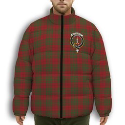 ScotsTee Shop Scottish MacAlister of Glenbarr Crest Tartan Collar Down Jacket Winter White Duck Down Plaid