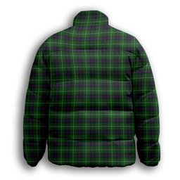 ScotsTee Shop Scottish McDonald of The Isles Crest Tartan Collar Down Jacket Winter White Duck Down Plaid