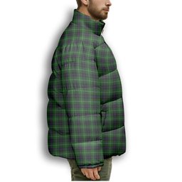 ScotsTee Shop Scottish McDonald of The Isles Crest Tartan Collar Down Jacket Winter White Duck Down Plaid