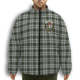 ScotsTee Shop Scottish Tailyour Dress 2 Crest Tartan Collar Down Jacket Winter White Duck Down Plaid