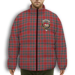ScotsTee Shop Scottish MacDonald of Lochmaddy Modern Crest Tartan Collar Down Jacket Winter White Duck Down Plaid