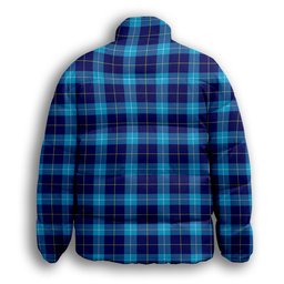 ScotsTee Shop Scottish McKerrell Crest Tartan Collar Down Jacket Winter White Duck Down Plaid