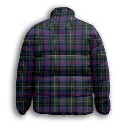 ScotsTee Shop Scottish Malcolm of Berwick Modern Crest Tartan Collar Down Jacket Winter White Duck Down Plaid
