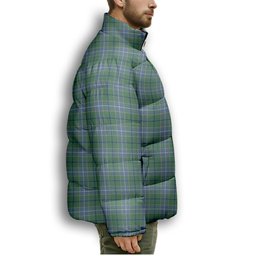 ScotsTee Shop Scottish Wishart Hunting Ancient Crest Tartan Collar Down Jacket Winter White Duck Down Plaid