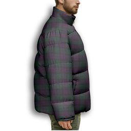 ScotsTee Shop Scottish MacArthur of Milton Hunting Crest Tartan Collar Down Jacket Winter White Duck Down Plaid