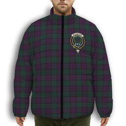 ScotsTee Shop Scottish MacArthur of Milton Hunting Crest Tartan Collar Down Jacket Winter White Duck Down Plaid