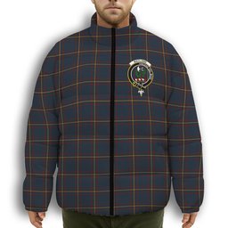 ScotsTee Shop Scottish MacLaine of Lochbuie Hunting Crest Tartan Collar Down Jacket Winter White Duck Down Plaid