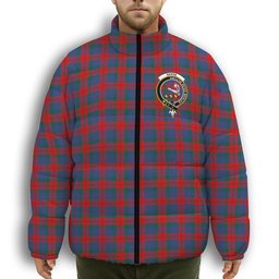 ScotsTee Shop Scottish Skene of Cromar Modern Crest Tartan Collar Down Jacket Winter White Duck Down Plaid