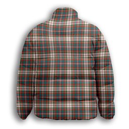 ScotsTee Shop Scottish McFarland Dress Ancient Crest Tartan Collar Down Jacket Winter White Duck Down Plaid