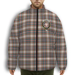 ScotsTee Shop Scottish McFarland Dress Ancient Crest Tartan Collar Down Jacket Winter White Duck Down Plaid