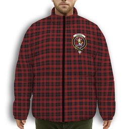 ScotsTee Shop Scottish Murray of Ochtertyre Crest Tartan Collar Down Jacket Winter White Duck Down Plaid