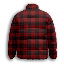ScotsTee Shop Scottish McLeod of Raasay Crest Tartan Collar Down Jacket Winter White Duck Down Plaid