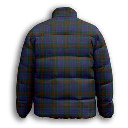 ScotsTee Shop Scottish Stewart of Appin 2 Crest Tartan Collar Down Jacket Winter White Duck Down Plaid