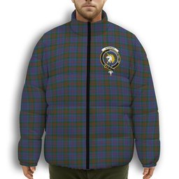 ScotsTee Shop Scottish Stewart of Appin 2 Crest Tartan Collar Down Jacket Winter White Duck Down Plaid