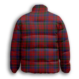 ScotsTee Shop Scottish McDonald of Glenaladale Crest Tartan Collar Down Jacket Winter White Duck Down Plaid