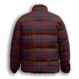 ScotsTee Shop Scottish MacIntyre of Gatehouse Crest Tartan Collar Down Jacket Winter White Duck Down Plaid