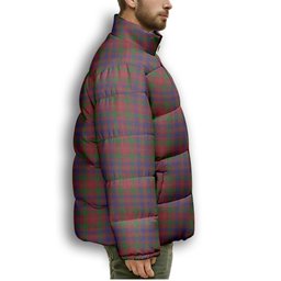 ScotsTee Shop Scottish MacIntyre of Gatehouse Crest Tartan Collar Down Jacket Winter White Duck Down Plaid