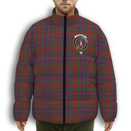 ScotsTee Shop Scottish MacIntyre of Gatehouse Crest Tartan Collar Down Jacket Winter White Duck Down Plaid