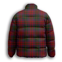 ScotsTee Shop Scottish Stewart of Urrard Crest Tartan Collar Down Jacket Winter White Duck Down Plaid